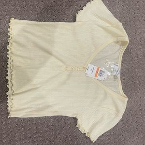 yellow button down tee